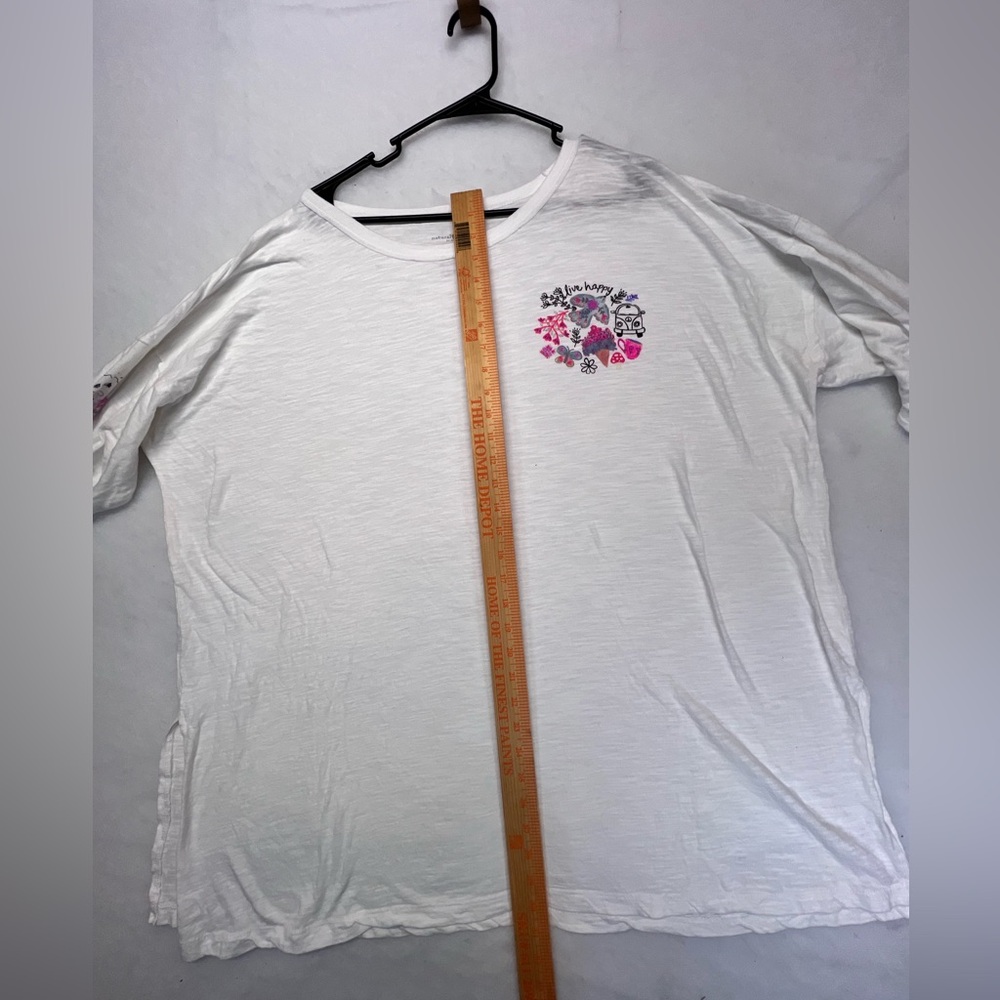 Natural Life Womens Oversized Cotton Doodle Tee Sz XXL Boho Hippie Casual - Picture 12 of 14